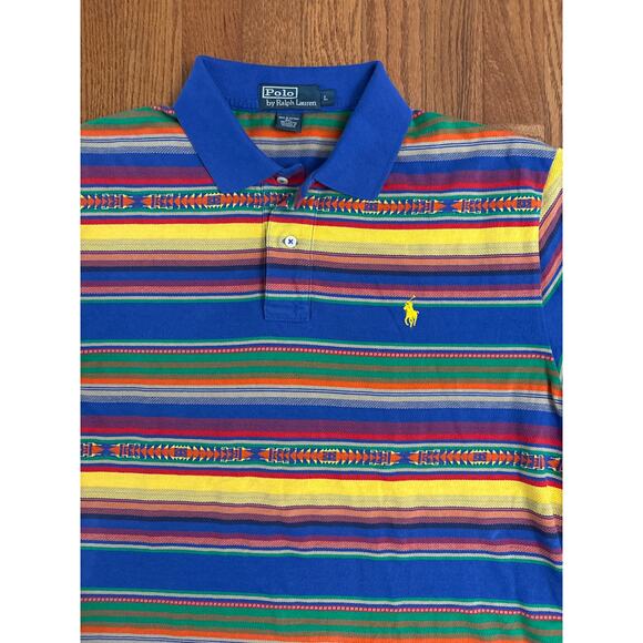 VTG Polo Ralph Lauren Southwest Aztec Men's Colorful Polo Shirt Size Large- EUC - Picture 3 of 5